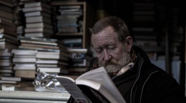 man reading a books